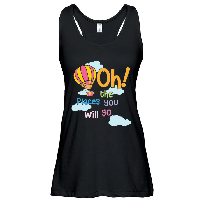 Hot Air Balloon Oh The Places You’Ll Go When You Read Ladies Essential Flowy Tank