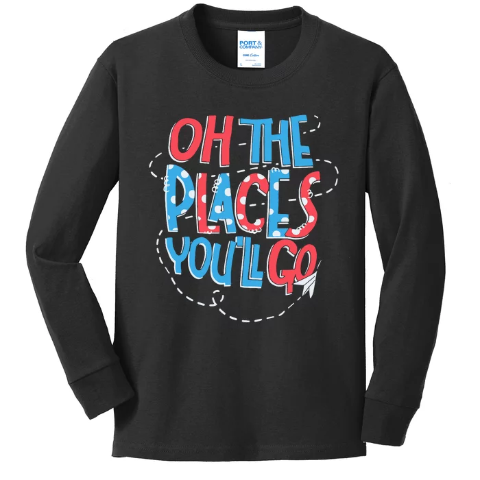 Hot Air Balloon Oh The Places Youll Go When You Read Kids Long Sleeve Shirt