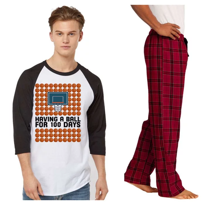 Having A Ball For 100 Days Of School Basketball Raglan Sleeve Pajama Set