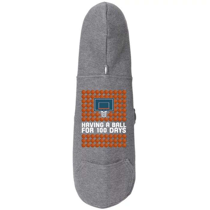 Having A Ball For 100 Days Of School Basketball Doggie 3-End Fleece Hoodie