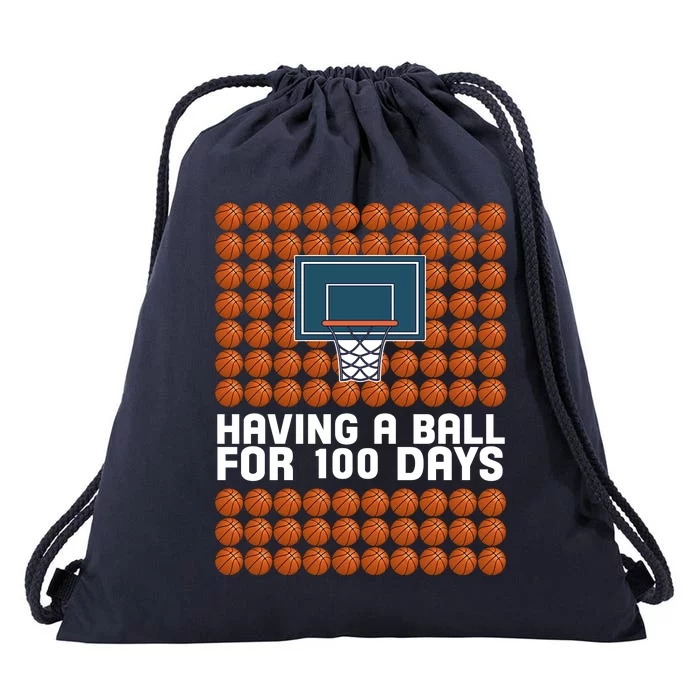 Having A Ball For 100 Days Of School Basketball Drawstring Bag