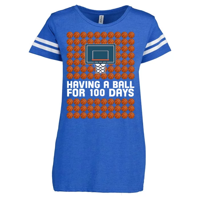 Having A Ball For 100 Days Of School Basketball Enza Ladies Jersey Football T-Shirt