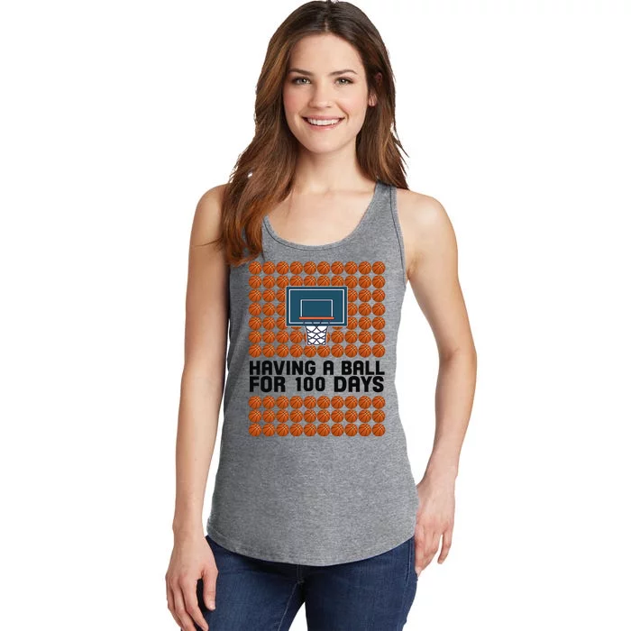 Having A Ball For 100 Days Of School Basketball Ladies Essential Tank