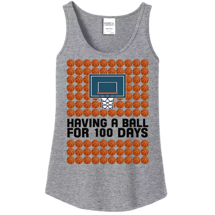 Having A Ball For 100 Days Of School Basketball Ladies Essential Tank