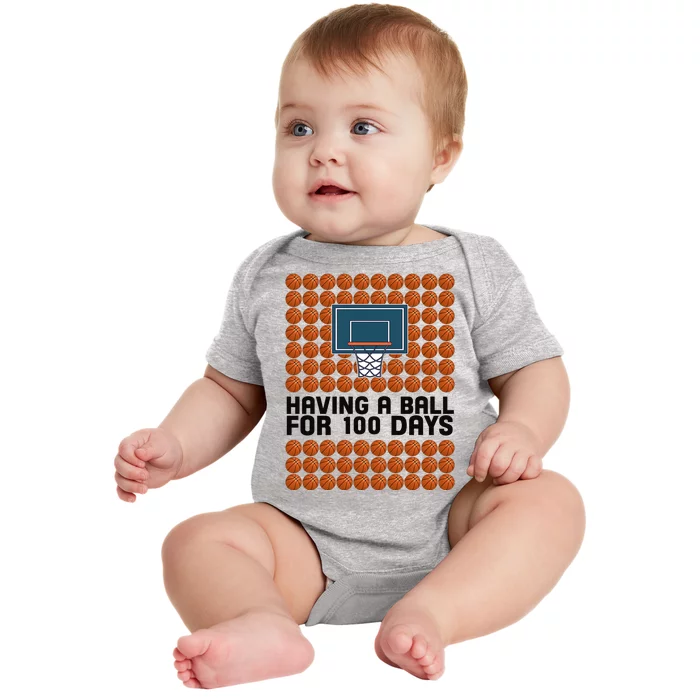 Having A Ball For 100 Days Of School Basketball Baby Bodysuit