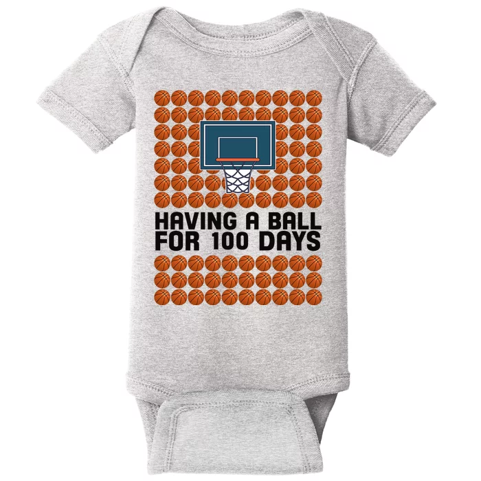 Having A Ball For 100 Days Of School Basketball Baby Bodysuit