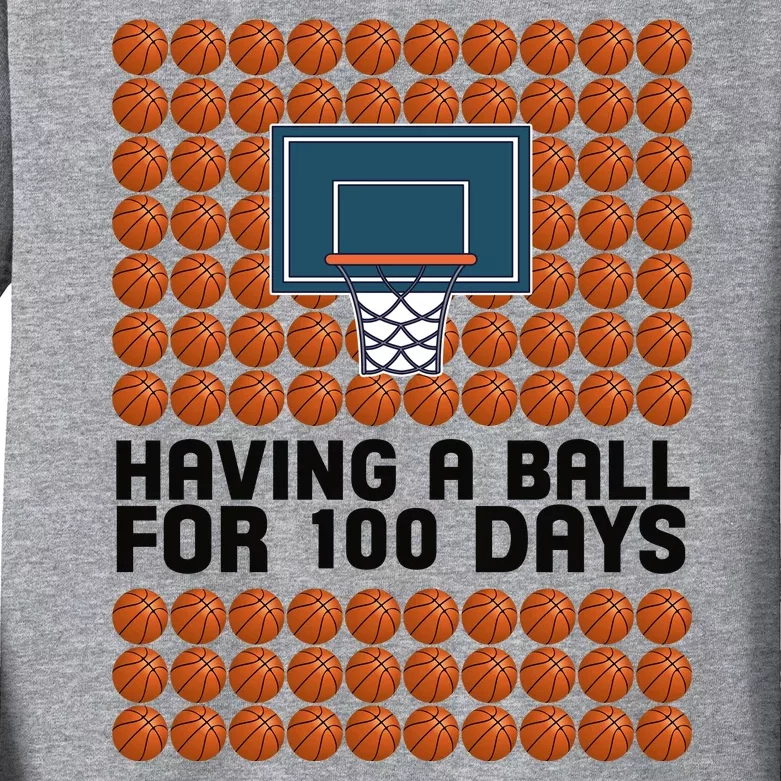 Having A Ball For 100 Days Of School Basketball Kids Long Sleeve Shirt