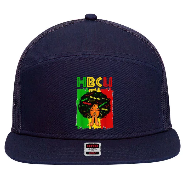 HBCU Afro Black History Girl Historical Black College 7 Panel Mesh Trucker Snapback Hat