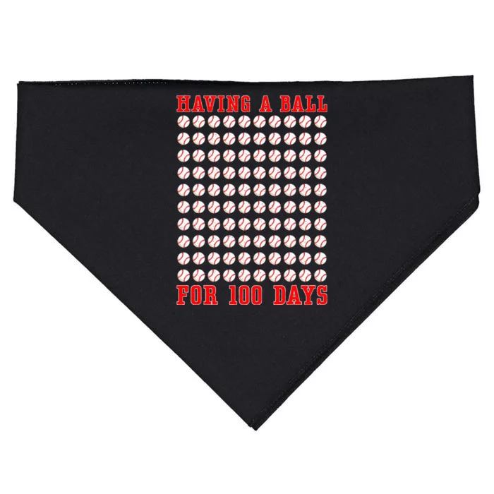 Having A Ball For 100 Days Of School 100th Baseball USA-Made Doggie Bandana