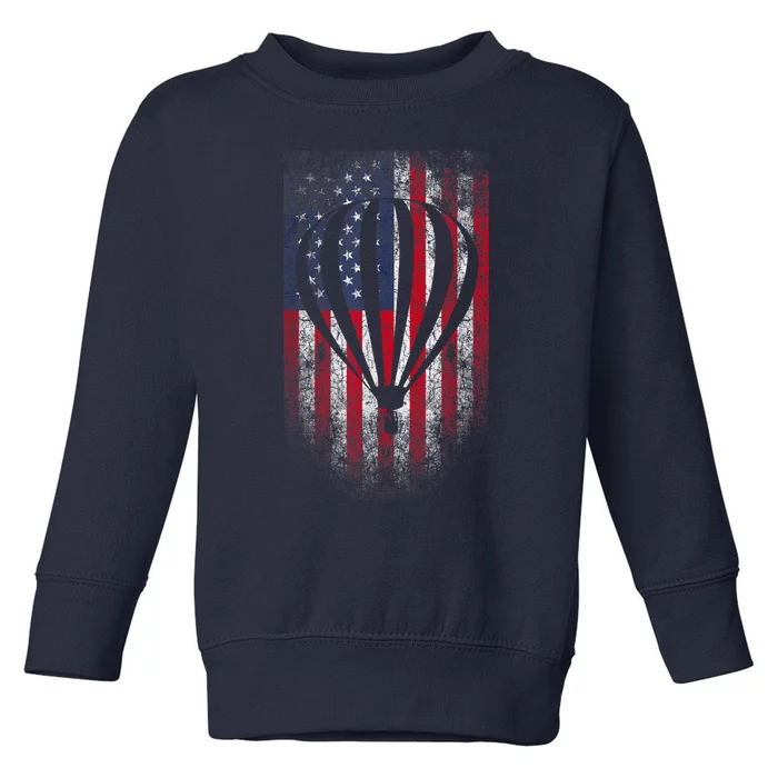 Hot Air Balloon Vintage USA Flag Toddler Sweatshirt