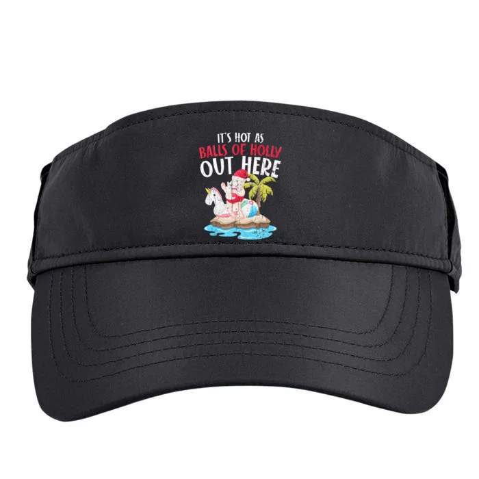 Hot As Balls Of Holly Santa Funny Christmas In July Graphic Adult Drive Performance Visor