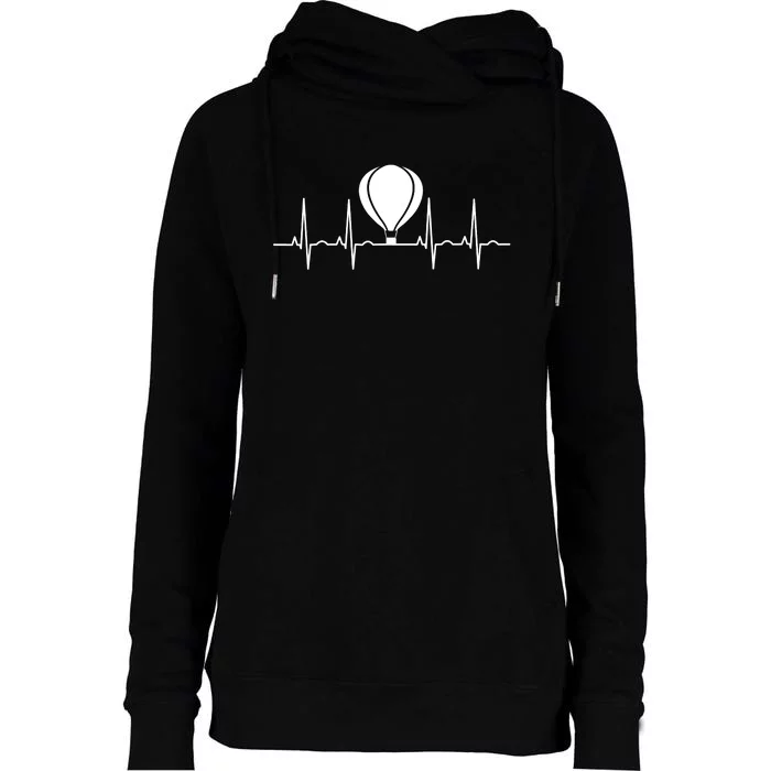 Hot Air Balloon Pilot Aviator Heartbeat Womens Funnel Neck Pullover Hood