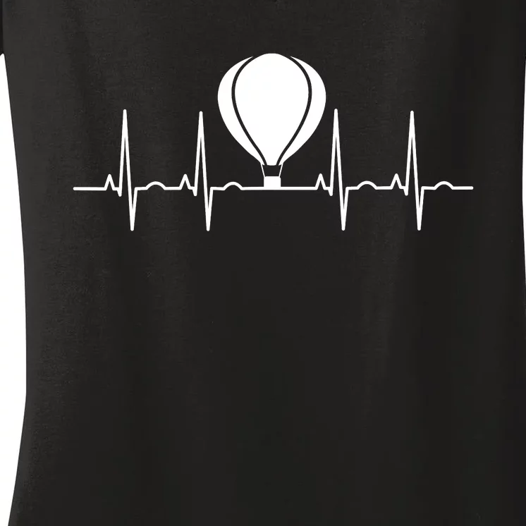 Hot Air Balloon Pilot Aviator Heartbeat Women's V-Neck T-Shirt