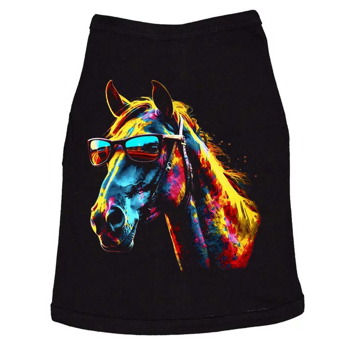 Horse Artwork Colourful Sunglasses Animal Horse Doggie Tank