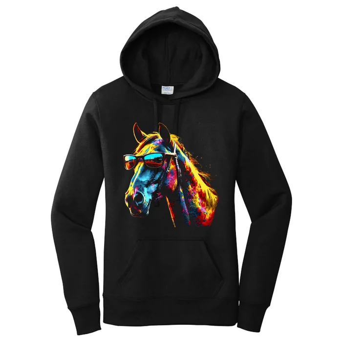 Horse Artwork Colourful Sunglasses Animal Horse Women's Pullover Hoodie