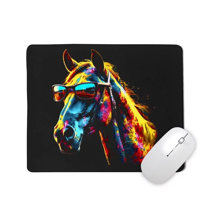 Horse Artwork Colourful Sunglasses Animal Horse Mousepad