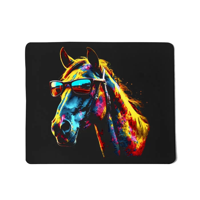 Horse Artwork Colourful Sunglasses Animal Horse Mousepad