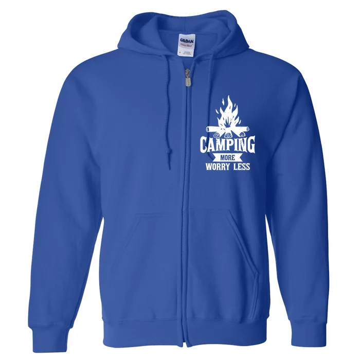 Hiking And Camping More Worry Less Nature Campfire Graphic Great Gift Full Zip Hoodie