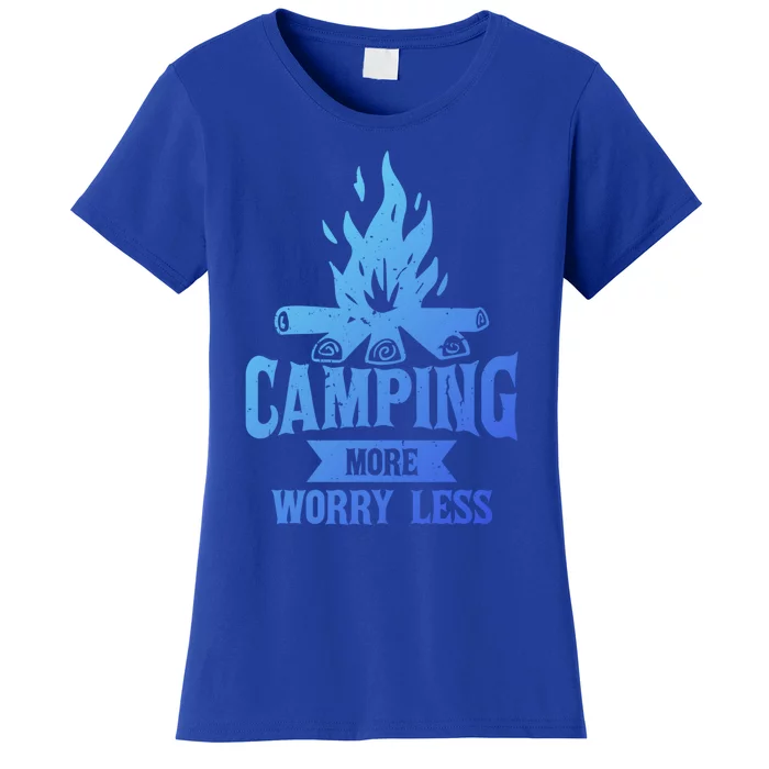 Hiking And Camping More Worry Less Nature Campfire Graphic Great Gift Women's T-Shirt