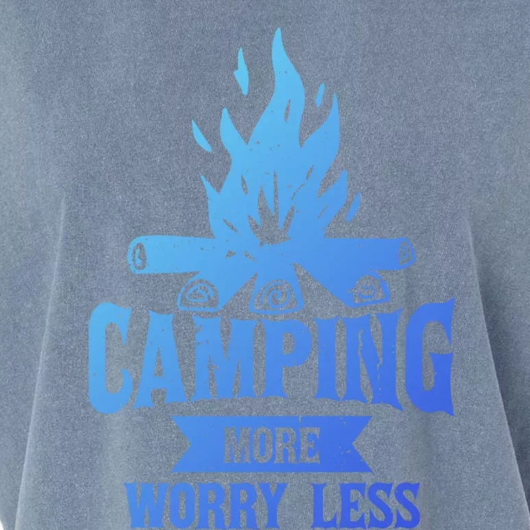 Hiking And Camping More Worry Less Nature Campfire Graphic Great Gift Garment-Dyed Women's Muscle Tee