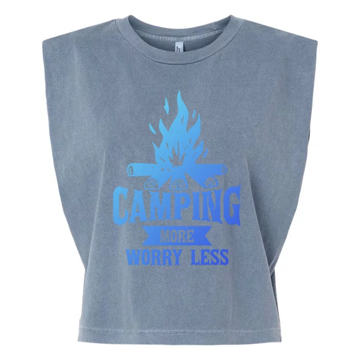 Hiking And Camping More Worry Less Nature Campfire Graphic Great Gift Garment-Dyed Women's Muscle Tee