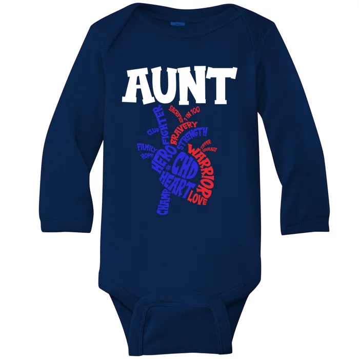 Heart Aunt Congenital Heart Defect Awareness Month Warrior Gift Baby Long Sleeve Bodysuit