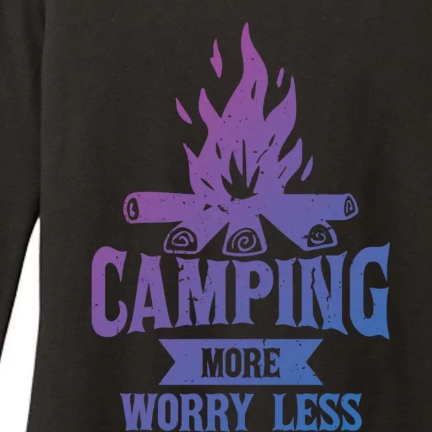 Hiking And Camping More Worry Less Nature Campfire Graphic Great Gift Womens CVC Long Sleeve Shirt