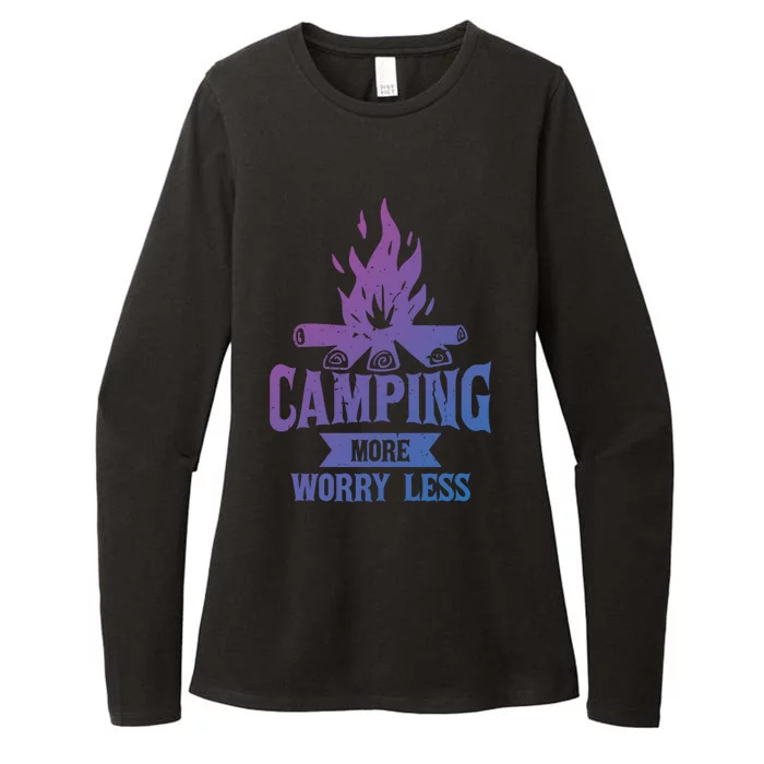 Hiking And Camping More Worry Less Nature Campfire Graphic Great Gift Womens CVC Long Sleeve Shirt