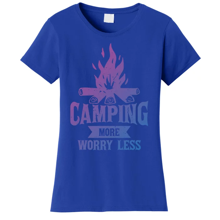 Hiking And Camping More Worry Less Nature Campfire Graphic Great Gift Women's T-Shirt