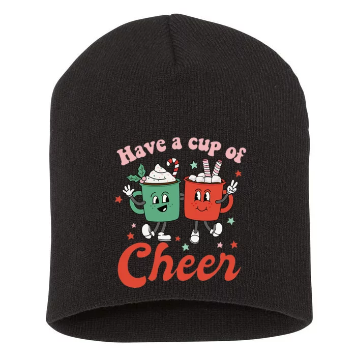 Have A Cup Of Cheer Hot Cocoa Retro Christmas Xmas Short Acrylic Beanie