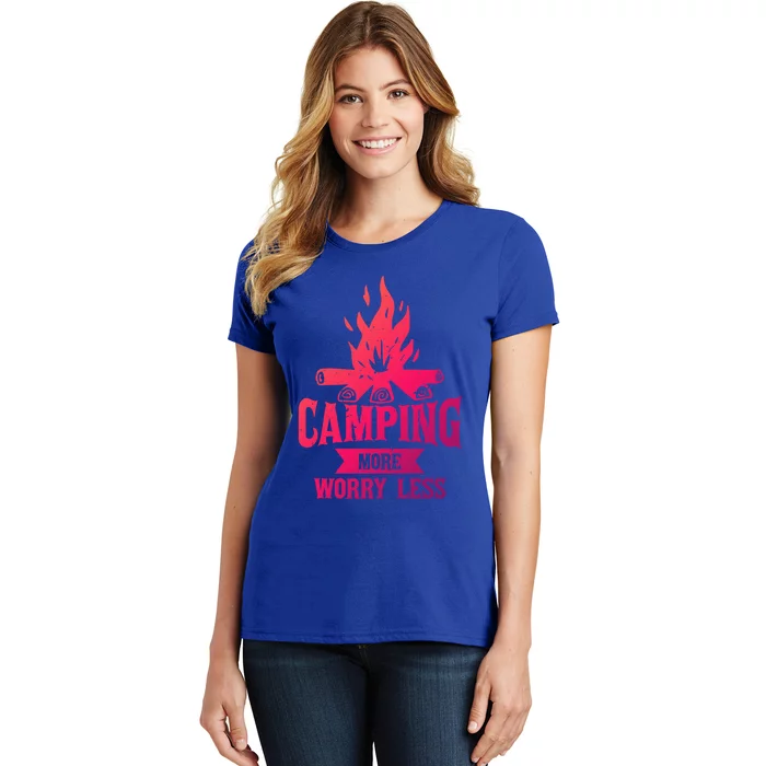 Hiking And Camping More Worry Less Nature Campfire Graphic Great Gift Women's T-Shirt