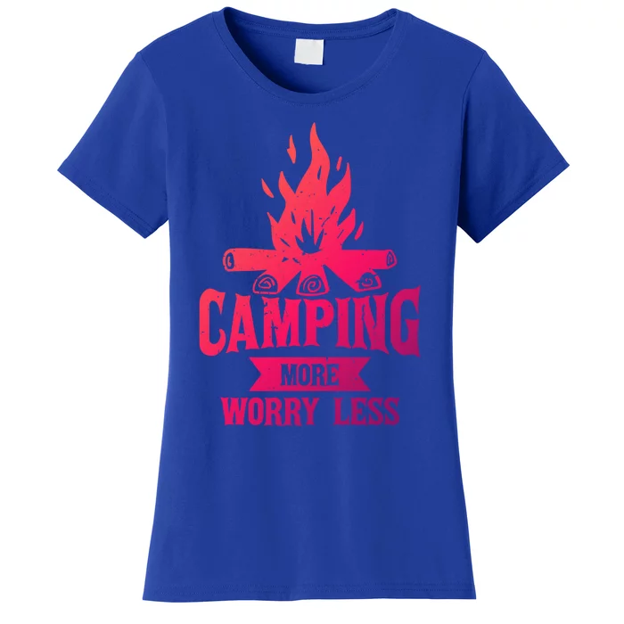 Hiking And Camping More Worry Less Nature Campfire Graphic Great Gift Women's T-Shirt