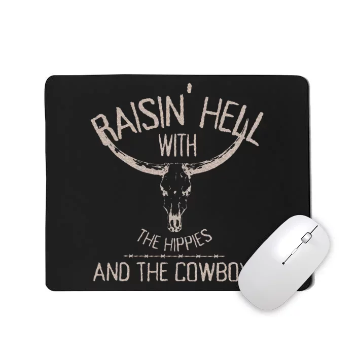 Hippies And Cow Western Cowhide Cow Mousepad