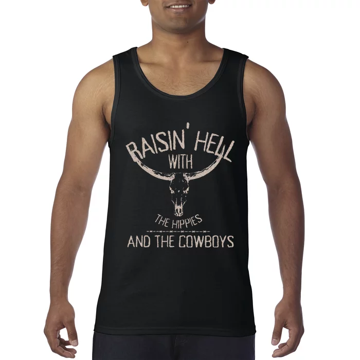 Hippies And Cow Western Cowhide Cow Tank Top