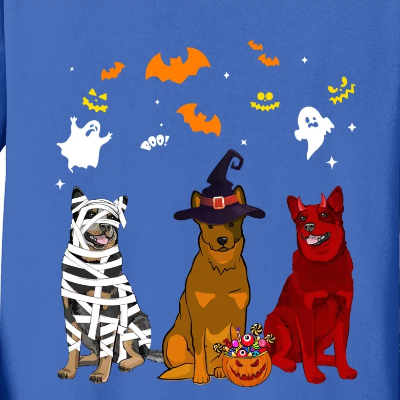 Halloween Australian Cattle Dogs Lovers Mummy Witch Demon Great Gift Kids Long Sleeve Shirt