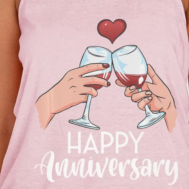 Happy Anniversary Cheers Wine Valentine's Day Love Marriage Premium Women's Knotted Racerback Tank