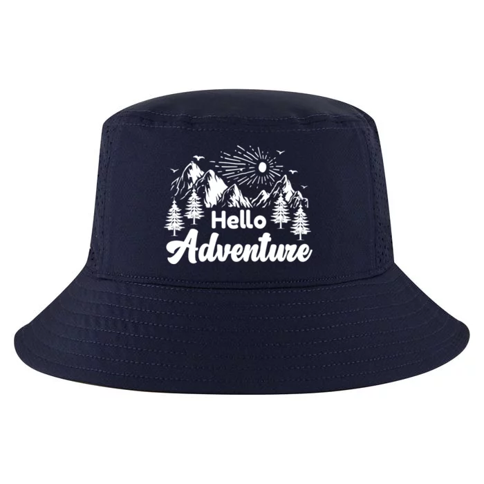 Hello Adventure Camping Hiking Adventures Cool Gift Cool Comfort Performance Bucket Hat