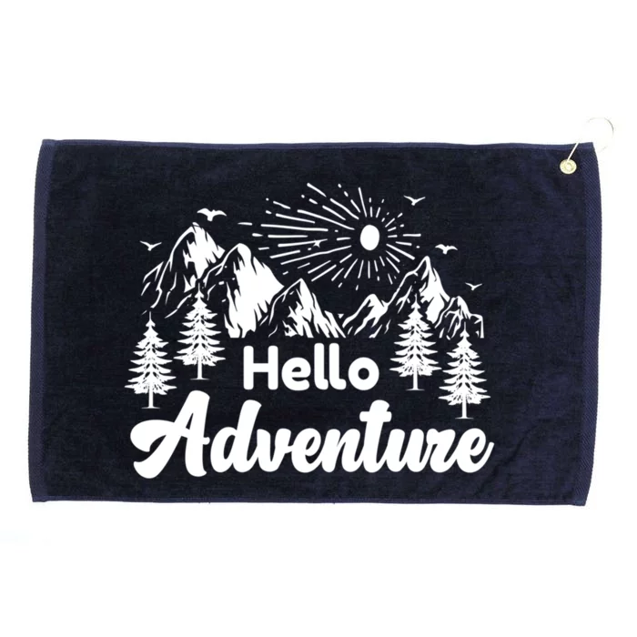 Hello Adventure Camping Hiking Adventures Cool Gift Grommeted Golf Towel