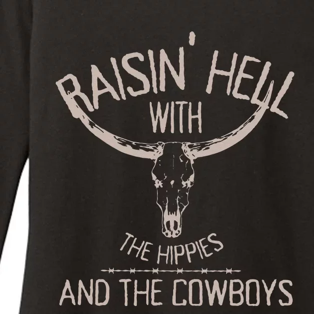 Hippies And Cow Western Cowhide Cow Womens CVC Long Sleeve Shirt