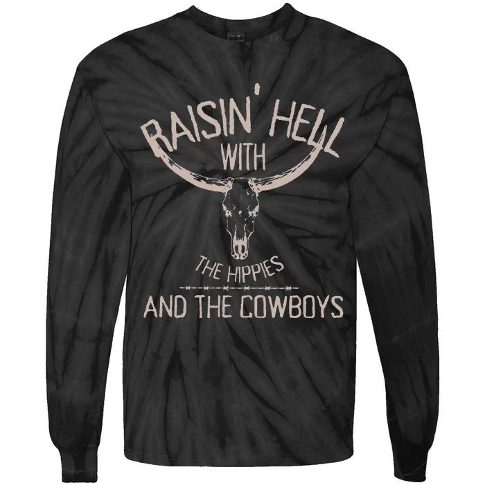 Hippies And Cow Western Cowhide Cow Tie-Dye Long Sleeve Shirt