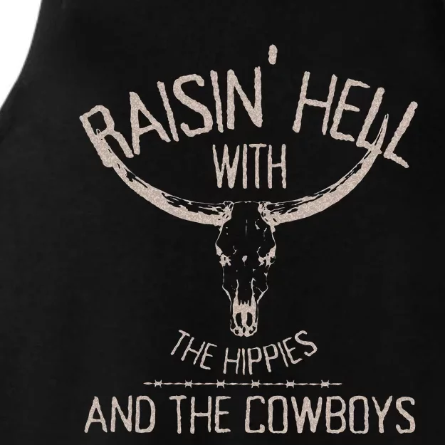 Hippies And Cow Western Cowhide Cow Ladies Tri-Blend Wicking Tank