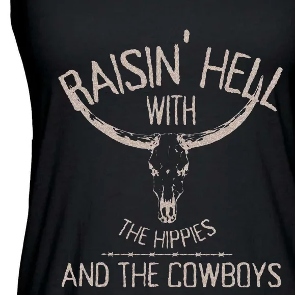 Hippies And Cow Western Cowhide Cow Ladies Essential Flowy Tank