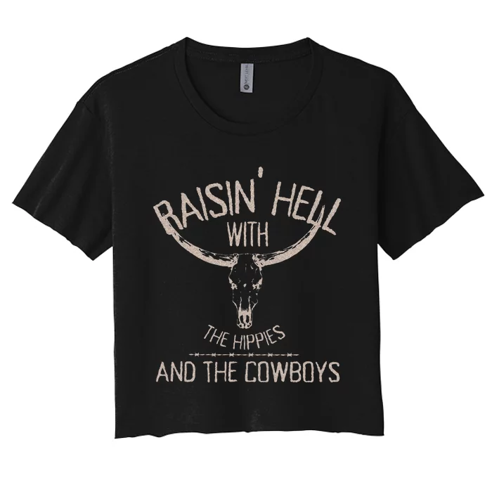 Hippies And Cow Western Cowhide Cow Women's Crop Top Tee