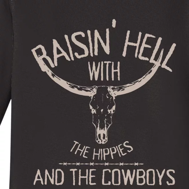 Hippies And Cowboys Western Cowhide Cowgirls Baby Long Sleeve Bodysuit