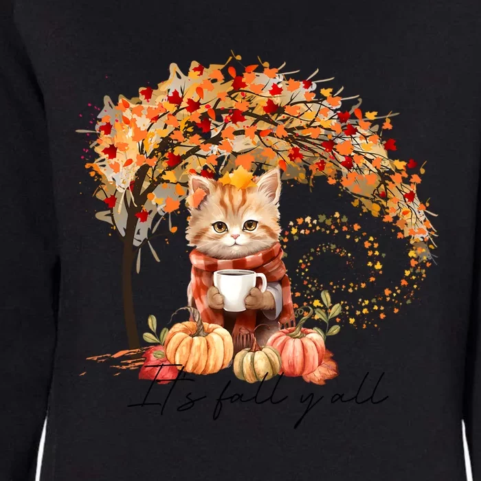 Hello Autumn Cat ItS Fall YAll Vibes Thanksgiving Coffee Cool Gift Womens California Wash Sweatshirt