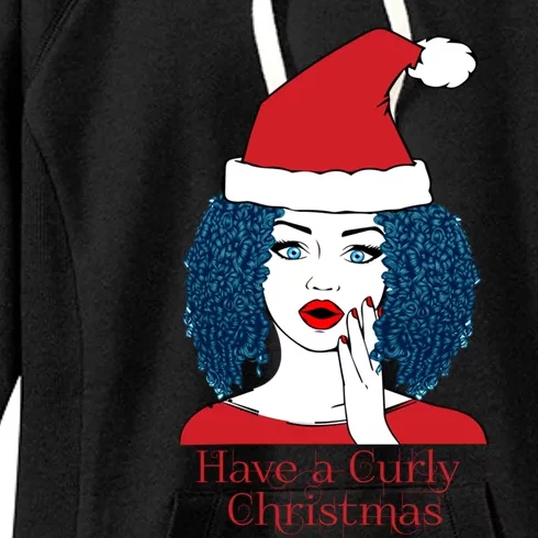 Have A Curly Christmas Santa Claus Hat On Curly Gift Women's Fleece Hoodie