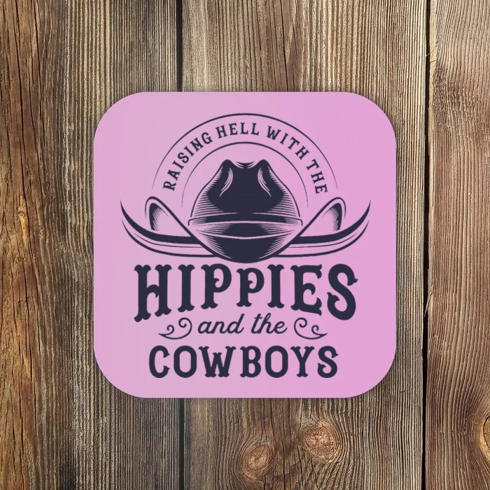 Hippies And Cowboys Cowgirls Retro 70s Western Country Rodeo Coaster