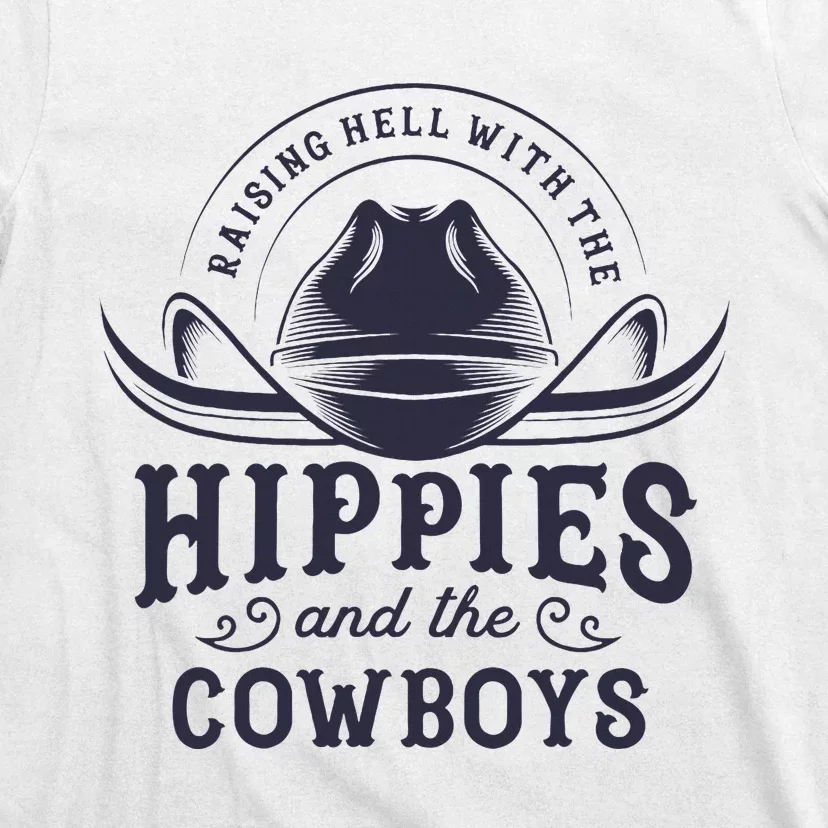 Hippies And Cowboys Cowgirls Retro 70s Western Country Rodeo T-Shirt