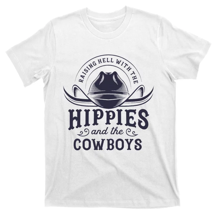 Hippies And Cowboys Cowgirls Retro 70s Western Country Rodeo T-Shirt