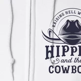 Hippies And Cowboys Cowgirls Retro 70s Western Country Rodeo Full Zip Hoodie